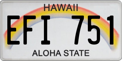 HI license plate EFI751