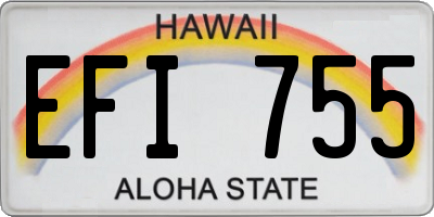 HI license plate EFI755