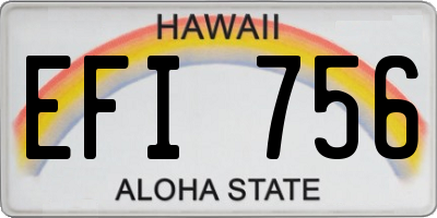 HI license plate EFI756