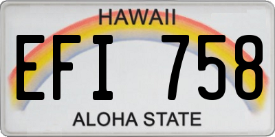 HI license plate EFI758