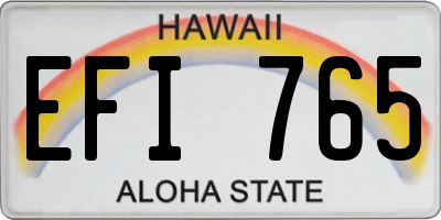 HI license plate EFI765