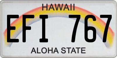 HI license plate EFI767