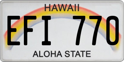 HI license plate EFI770