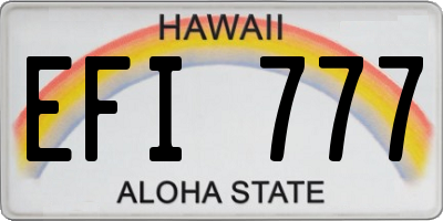 HI license plate EFI777