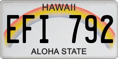 HI license plate EFI792