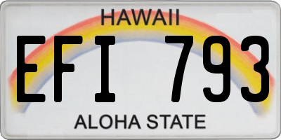 HI license plate EFI793