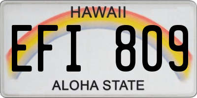 HI license plate EFI809