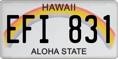 HI license plate EFI831