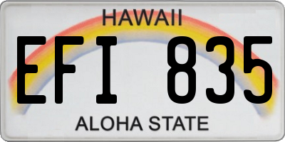 HI license plate EFI835