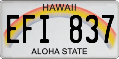 HI license plate EFI837