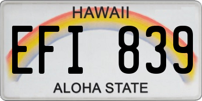 HI license plate EFI839