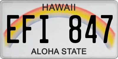 HI license plate EFI847