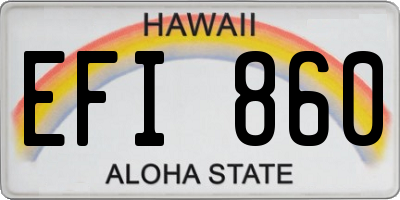 HI license plate EFI860