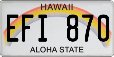 HI license plate EFI870