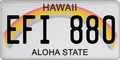 HI license plate EFI880