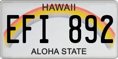 HI license plate EFI892