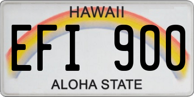 HI license plate EFI900