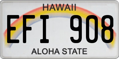HI license plate EFI908