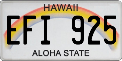 HI license plate EFI925