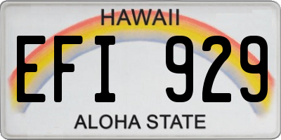 HI license plate EFI929
