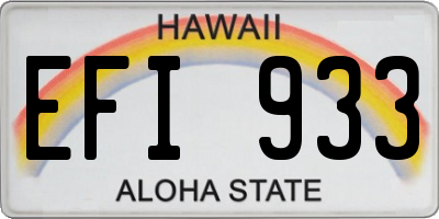 HI license plate EFI933
