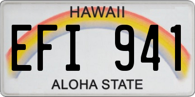HI license plate EFI941