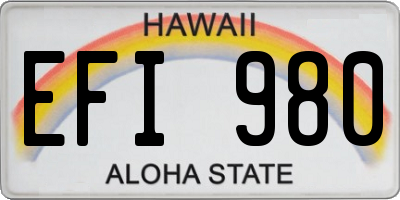HI license plate EFI980