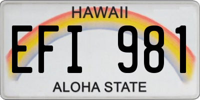 HI license plate EFI981