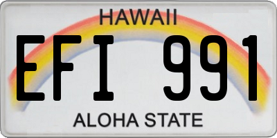 HI license plate EFI991