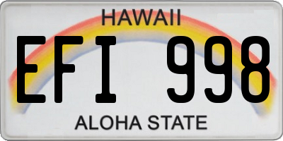HI license plate EFI998
