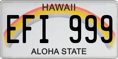HI license plate EFI999