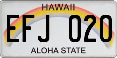 HI license plate EFJ020