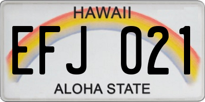 HI license plate EFJ021