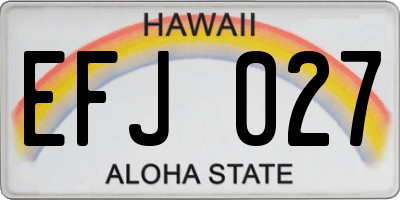 HI license plate EFJ027