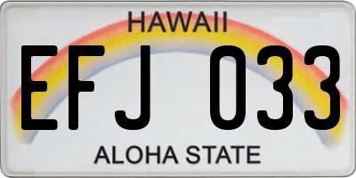 HI license plate EFJ033