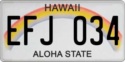 HI license plate EFJ034