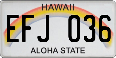 HI license plate EFJ036