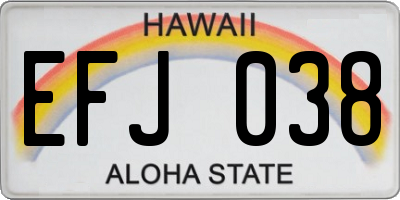 HI license plate EFJ038
