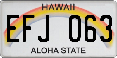 HI license plate EFJ063