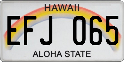 HI license plate EFJ065