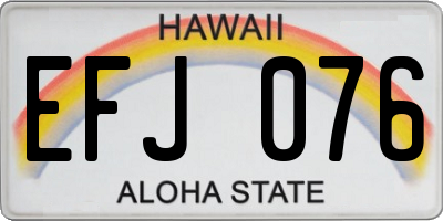 HI license plate EFJ076