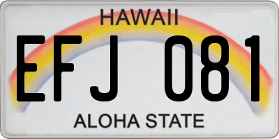 HI license plate EFJ081
