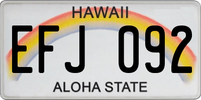 HI license plate EFJ092
