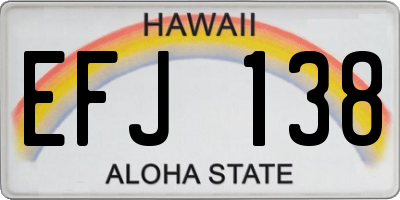 HI license plate EFJ138