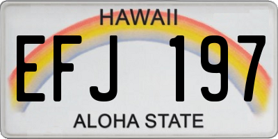 HI license plate EFJ197