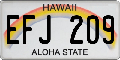 HI license plate EFJ209