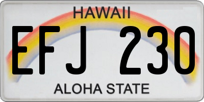 HI license plate EFJ230