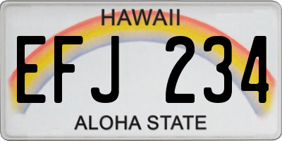 HI license plate EFJ234