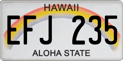 HI license plate EFJ235
