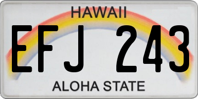 HI license plate EFJ243